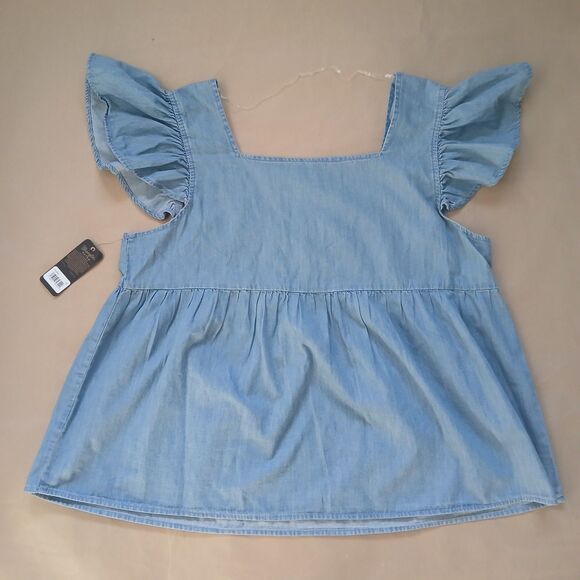 Wrangler Retro Women's XL Denim Top Blouse Embroidered Boho Western Cotton - Picture 2 of 7